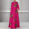 New Cotton And Linen Printed Long Shirt Muslim Plus Size Women's Loose Casual Retro Long-sleeved Dress
