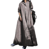 2022 Muslim Plus Size Women's Spring And Autumn Printed Cotton And Linen Retro Folk Style Loose Long-sleeved Big Swing Dress
