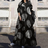 2022 Muslim Fashion Cotton And Linen Retro Printed Loose Long Sleeve Big Swing Dress