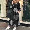 2022 Muslim New Spring And Autumn Cotton And Linen Print Retro Ethnic Casual Plus Size Women's Long-sleeved Loose Long Dress