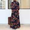2022 Muslim Cotton And Hemp Color Lapel Long-sleeved Cardigan Dress with Simple And Loose Casual Long Sleeves