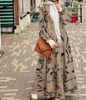 2022 Muslim Plus Size Women's Middle Eastern Muslim Robe Dress Female Retro Long-sleeved Large Floral Dress