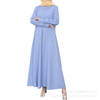 2022 Muslim Casual Abaya Plus Size Women's Round Neck Big Swing Robe Dress Muslim Long Skirt