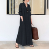 2022 Plus Size Women's New Style Muslim Spring And Autumn Long-sleeved Simple Loose Casual Long Lapel Shirt Dress