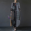 2022 New Cross-border Cotton And Linen Printing National Style Retro Hedging Loose Round Neck Long Irregular Dress