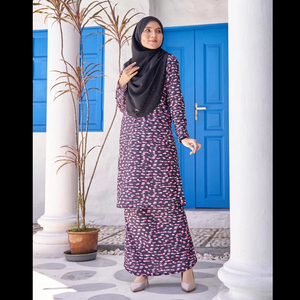 SIPO Eid New Design Malaysia Kurung Pahang Muslim Wanita Purple Floral Plus Size Dress Modern Baju Kurung