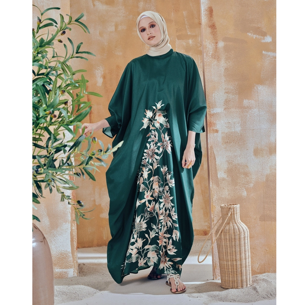 SIPO Eid 2024 Baju Raya Malaysia Fmalaysian Batik Loral Print Musulmane Perempuan Satin Crepe Kaftan Dress 