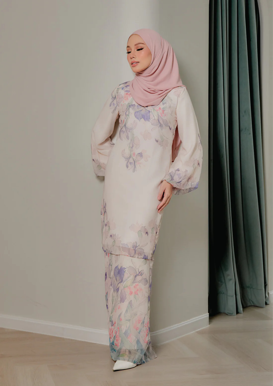SIPO Eid New Design Malaysia Premium Soft Chiffon Baju Kurung Beautiful Floral Printing Musulman Perempuan Dress Modern Kurung