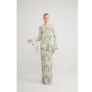 SIPO New Design Malaysia Baju Kurung Multicolour Printed Muslim Women Dresses Slanted V-neck Modern Baju Kurung