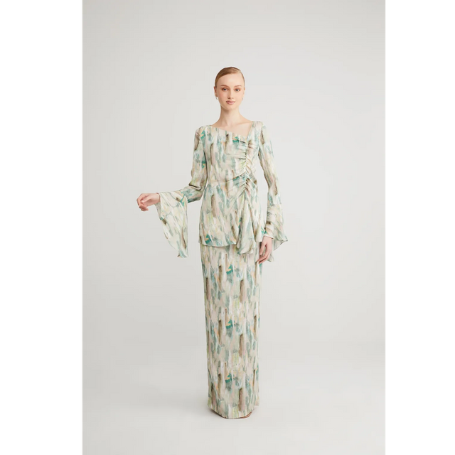 SIPO New Design Malaysia Baju Kurung Multicolour Printed Muslim Women Dresses Slanted V-neck Modern Baju Kurung