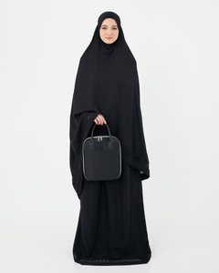 SIPO Malaysia Murah Indonesia Islamic Clothing Printed Round Neck Abaya Women's Long Robe Muslim Zipper Prayer Travel Telekung
