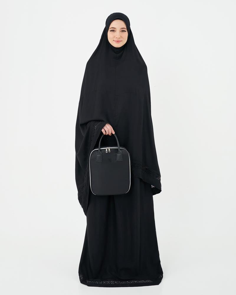 SIPO Malaysia Murah Indonesia Islamic Clothing Printed Round Neck Abaya Women's Long Robe Muslim Zipper Prayer Travel Telekung