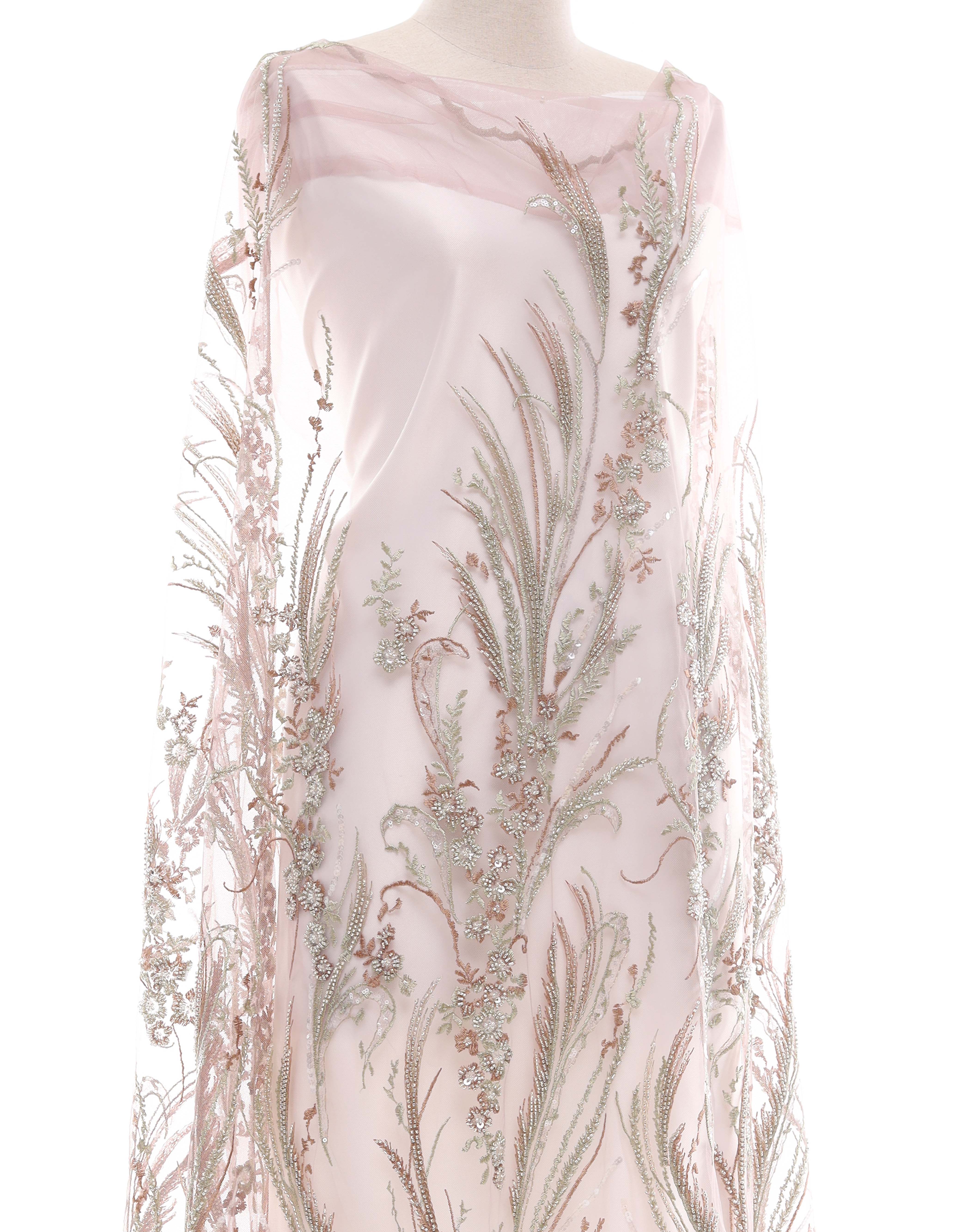 Embroidery Lace KINSLEY BEADED LACE IN SAGE GREEN