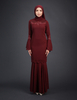 SIPO Fashionable Full-Length Pleated Baju Kurung French Lace And Patches Beaded Lace Islamic Clothing Muslim Dress