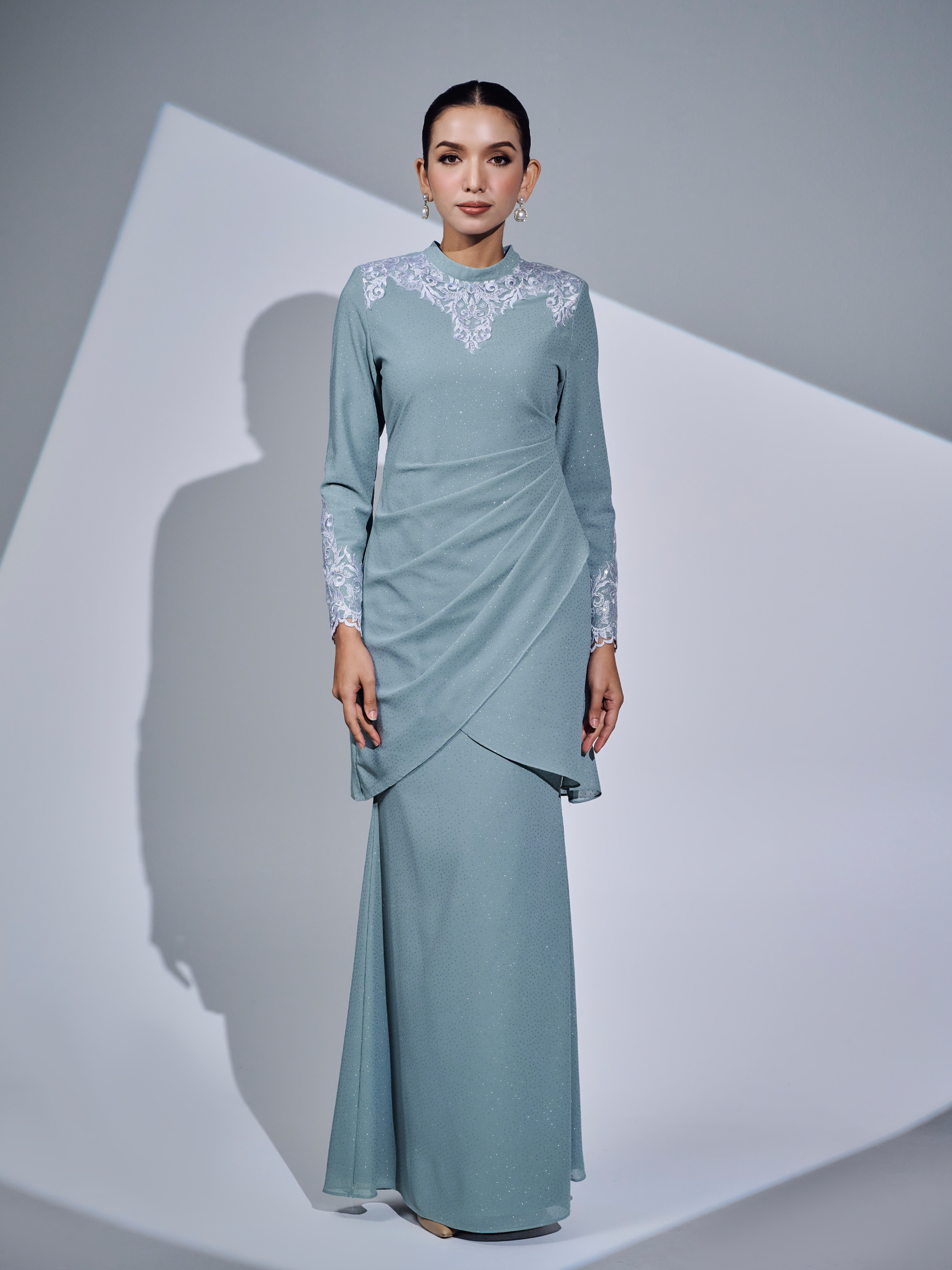 SIPO Wholesale Premium Chiffon Malaysia Baju Kurung Modest Sets with Lace for Women 