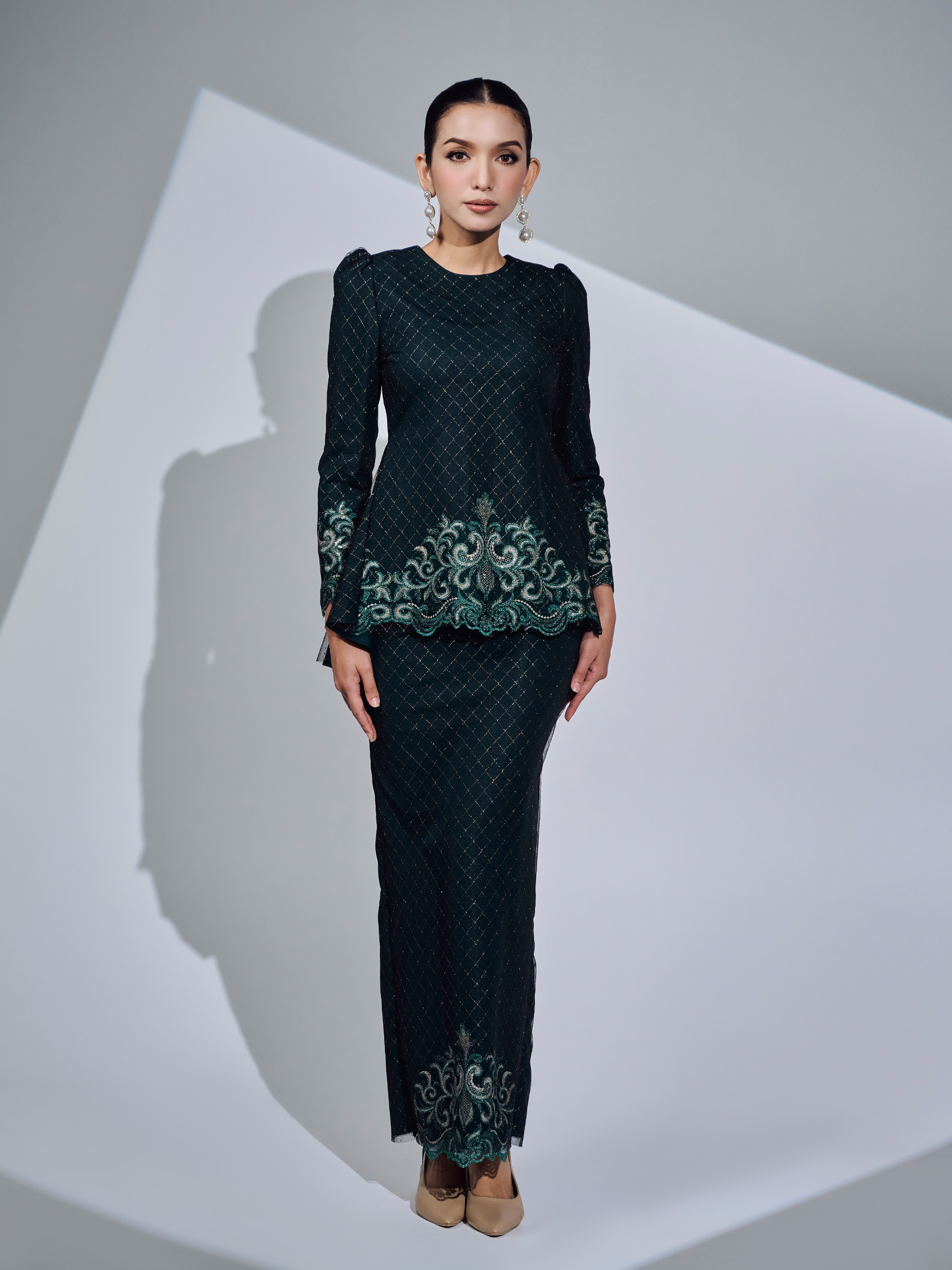 SIPO 2024 Eid New Design Malaysia Baju Kurung with Beauty Embroidery Sequined Lace for Muslim Women
