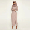 Solid Color V-Neck Stitching One-Piece Wide-Leg Pants Muslim Islamic Suit Jumpsuit