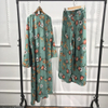 Arabic Muslim Print Abaya Kimono Floral Hijab Dresses African Women Pakistan Casual Set
