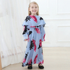 Ruffle Floral Digital Printing Kid Child Modest Abaya Muslim Islamic Maxi Dress