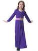 Arabic Crew Neck Breathable Elastic Applique Muslim Islamic Kids Clothing Dress Girls Abaya