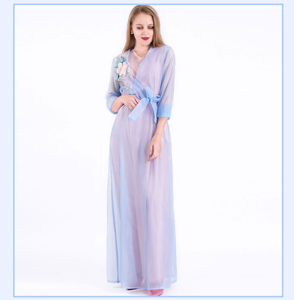 Flower Two Pieces Muslim Girls Women Maxi Dress Modern Abaya Islamic Clothing