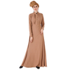 Stand Collar Ruffles Abaya Front Pleated Party Muslim Maxi Dress Islamic Clothing