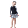 Kids Color Stitching Striped Long Sleeve And Skirts Three-Piece Islamic Muslim Swimsuit Swimwear