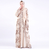 Floral Sequined Round Neck Kimono Muslim Dubai Maxi Robes Dresses Front Open Abaya 