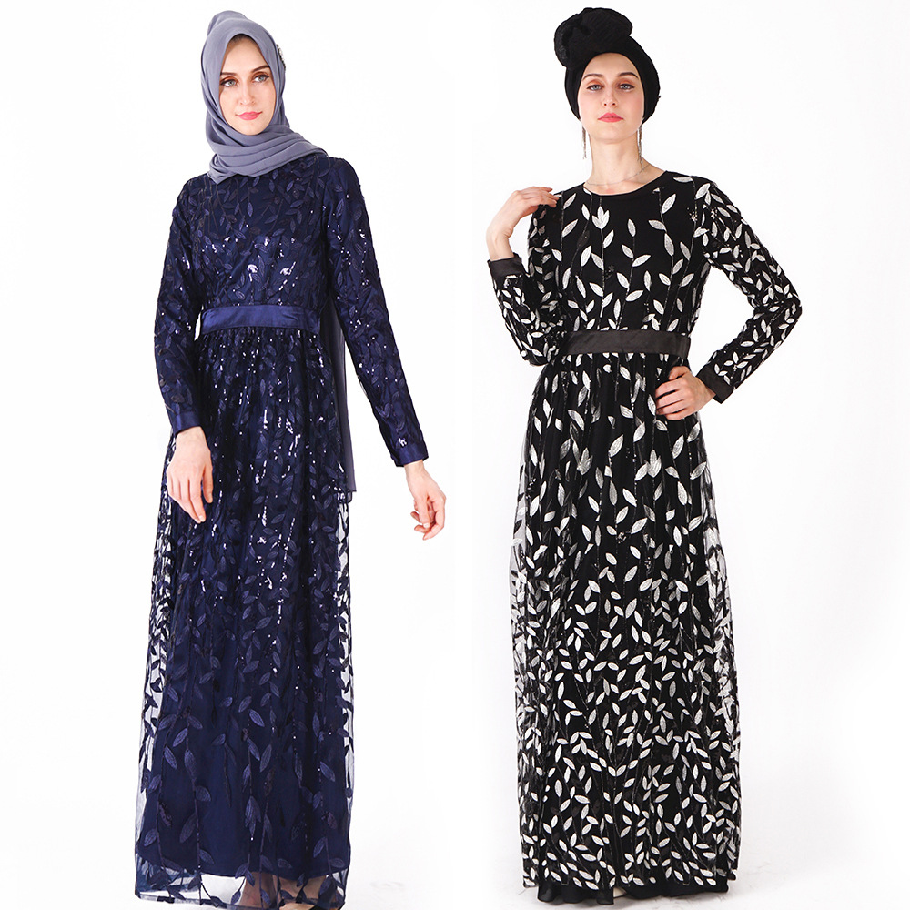 Arabic Islamic Clothing Muslim Maxi Robes Long Sleeves Abaya Maxi Dress