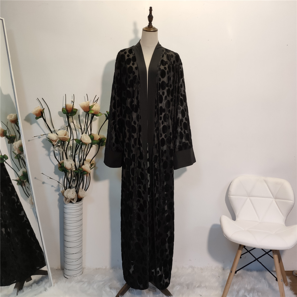 Middle East Muslim Modest Islamic Dubai Arab Cardigan Open Abaya Kimono (12)