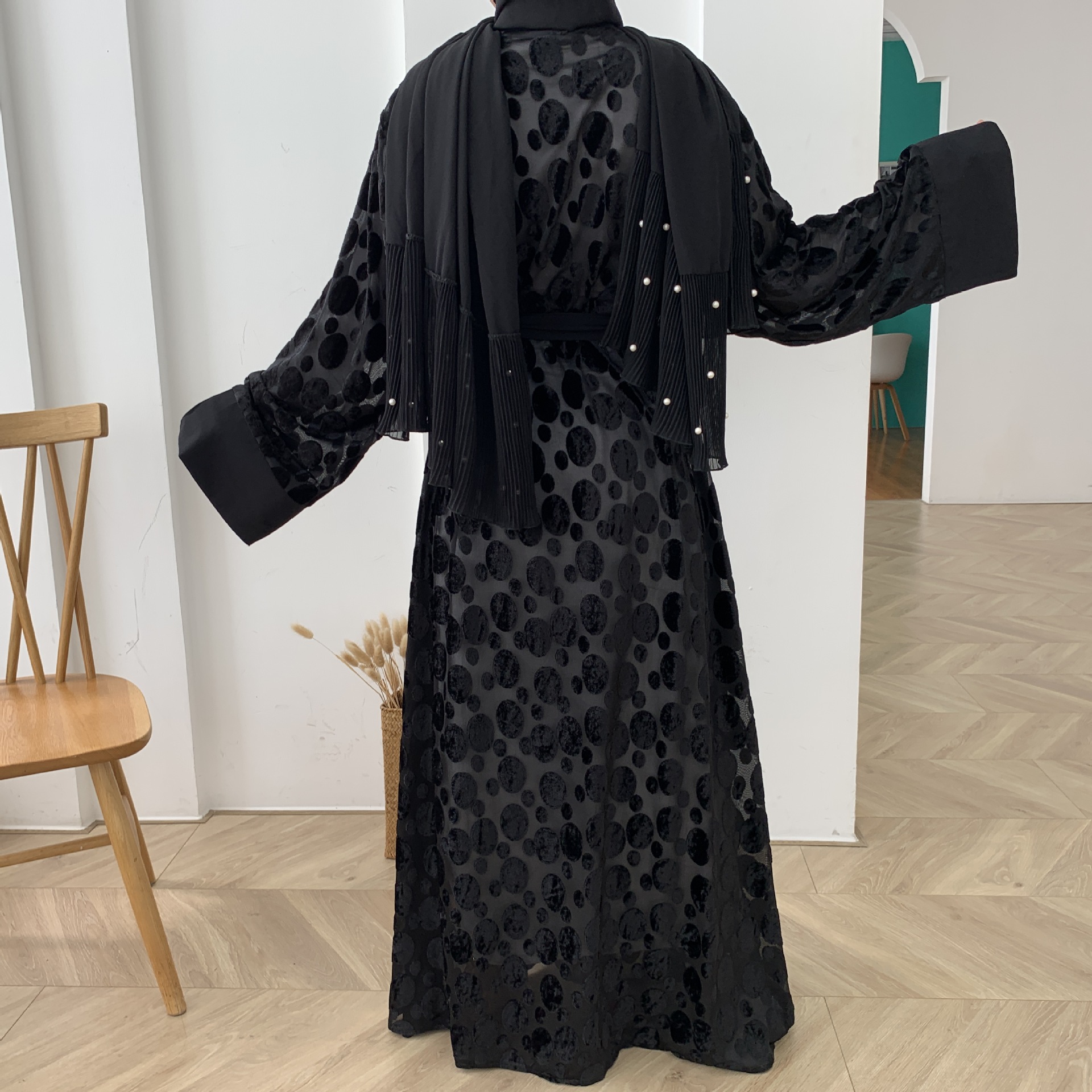 Middle East Muslim Modest Islamic Dubai Arab Cardigan Open Abaya Kimono (4)
