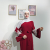 New Design Hotsale Fashion Turkish Trumpet Lace Sleeves Red Color Muslim Dresses