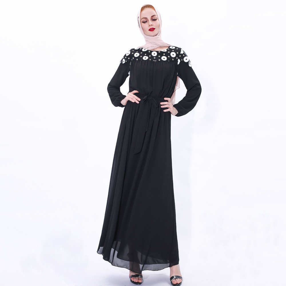 2021 Modest Fashion Maxi Dress Pakaian Islamic Muslim Wanita Abaya
