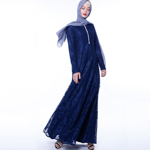 2021 Long Sleeve Lace Turkish Maxi Dress Islamic Muslim Women Dresses Jubah Ladies Party Abaya