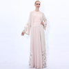 Mesh Matching Embroidery Floral Middle East Modest Open Abaya Kimono