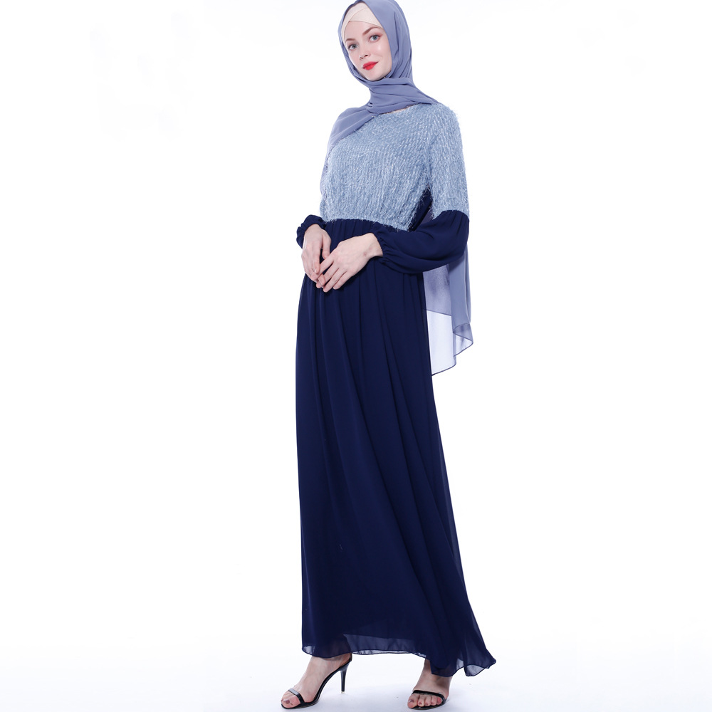 2021 Puff Sleeve Maxi Dress Long Jubah Islamic Clothing Muslim Women Dresses Abaya