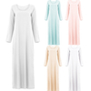 Basic Long-sleeved Inner Dress Cotton Solid Color Modest Abaya Maxi Dress