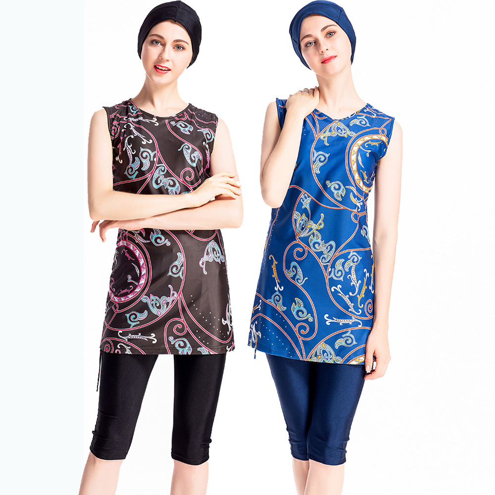 SIPO Muslim Two Pieces FREE SHIPPING Modest Swimsuit Lady Long Sleeves Pants Skirts Swimwear For Swimming Islamic Clothing