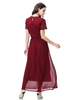 Dubai Crew Neck Double Chiffon High Elastic Short Sleeve Muslim Islamic Women Abaya Dress Clothing With Lace