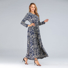 Modest Plus Size Retro Printed Dress Bohemian Muslim Islamic Abaya Maxi Dress