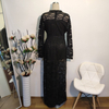 2021 Muslim Islamic Modest Maxi Dress Hollow Out Lace Plus Size Abaya