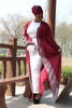 Modern Open Abaya Women Long Sleeves Red Party Wear Islamic Clothing Muslim Dresses