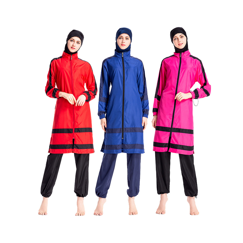 Conservative Swimsuit Three-piece Suit Women's Loose Large Size Zipper with Hood Wholesale Swimwear