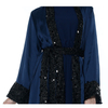 2021 New Muslim Kimono Imitation Silk Sequined Cardigan Lace-up Modest Open Abaya