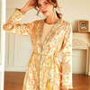 Middle East Floral Embroidered Muslim Islamic Open Abaya Lady Casual