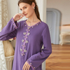 Handmade Beading V Neck Selvedge Modest Muslim Islamic Abaya Maxi Dress