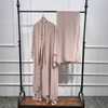 Polyster Pure Color Elegant Open Abaya Modest Kimono Cardigant