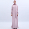 High Waist Pearl Button Shirring Sleeve Muslim Islamic Abaya Modest Dress