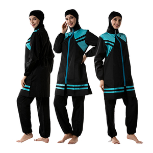 SIPO Women's Conservative Swimsuit Loose Large Size Zipper Hood Thin Three-piece Suit