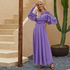 Middle East Shirring Ruffle Chiffon Muslim Islamic Abaya Maxi Dress